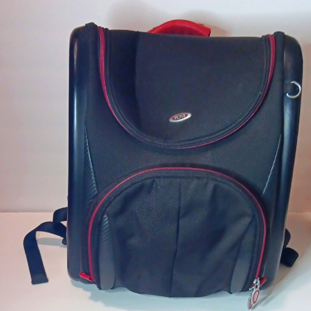Tumi Black Backpack with Red Highlights